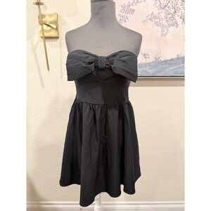 Deb Womens Black Strapless Bow Mini Dress Keyhole Tulle Lining Size 11